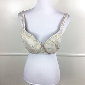 Cacique Beige White Underwire Bra Womens 38DD